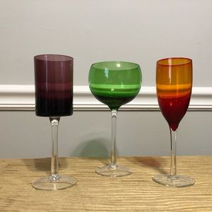 Vtg Multi colored stemware